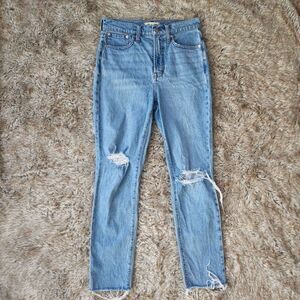 Madewell The Perfect Vintage Jeans Raw Hem‎ Distressed Straight Leg Size 26